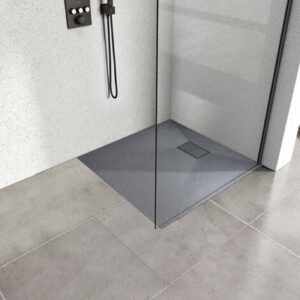 Heilmetz Piatti Doccia in Pietra Extra Piatto doccia Strutturato Antiscivolo in Materiale SMC Antiscivolo Piazza Grigio 80x80cm