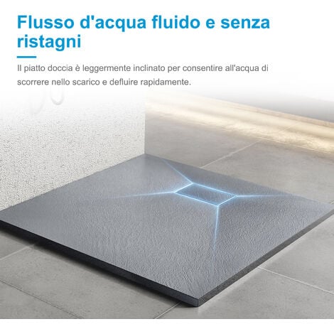 Heilmetz Piatti Doccia in Pietra Extra Piatto doccia Strutturato Antiscivolo in Materiale SMC Antiscivolo Piazza Grigio 80x80cm