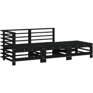 Set Salotto da Giardino 3 pz Nero in Legno Massello di Pino vidaXL