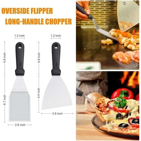9 Pezzi Set di Spatole in Acciaio Inox, Set di Accessori Professionali per Piastra Calda, Set di Utensili per Barbecue, Spatola Plancha per Teppanyaki, Utensili per barbecue