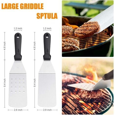 9 Pezzi Set di Spatole in Acciaio Inox, Set di Accessori Professionali per Piastra Calda, Set di Utensili per Barbecue, Spatola Plancha per Teppanyaki, Utensili per barbecue