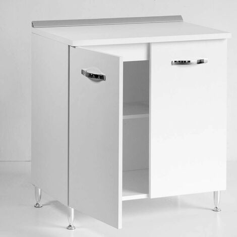 Base cucina con 2 ante colore bianco frassinato 80x50x85H cm