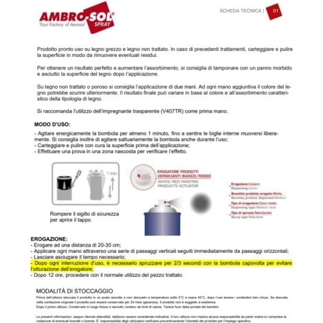 Impregnante per Legno Spray AMBRO-SOL finitura poliuretanico professionale 400ml – col. ROVERE