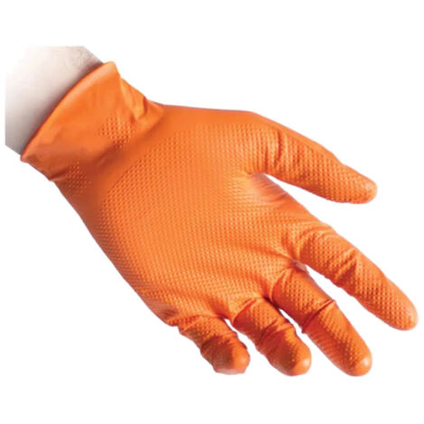 Guanti in nitrile monouso full grip Reflexx N85 senza polvere - L - Orange