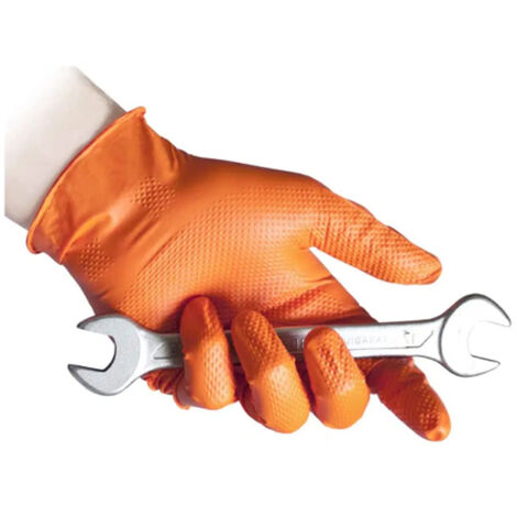 Guanti in nitrile monouso full grip Reflexx N85 senza polvere - L - Orange