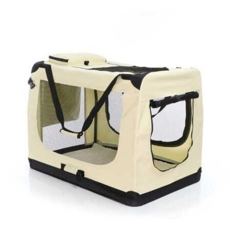 Fudajo Trasportino pieghevole beige per animali domestici Taglia XXL (90x60x64cm) maniglia copertina