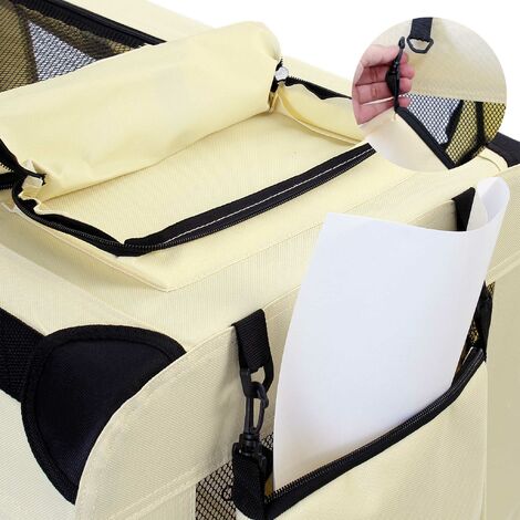 Fudajo Trasportino pieghevole beige per animali domestici Taglia XXL (90x60x64cm) maniglia copertina