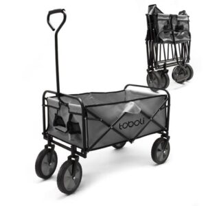 Toboli Carretto a mano pieghevole, max 100 kg, tessuto impermeabile grigio, Carrello spiaggia