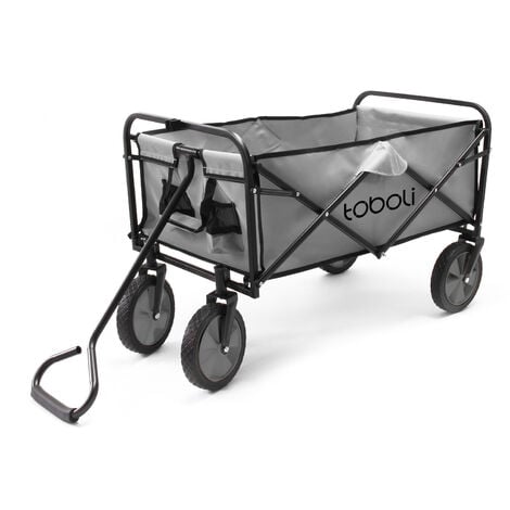 Toboli Carretto a mano pieghevole, max 100 kg, tessuto impermeabile grigio, Carrello spiaggia