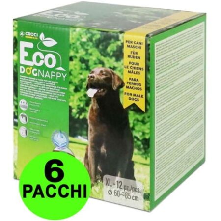 72 Fasce igieniche per cani maschi Eco Dog Nappy XL 60-85 cm - 6 pacchi da 12 pezzi cad.