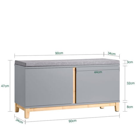 SoBuy Panca Scarpiera Ingresso Con Seduta, Cassapanca Contenitore Con 2 Ante, 90x34x46cm FSR117-HG