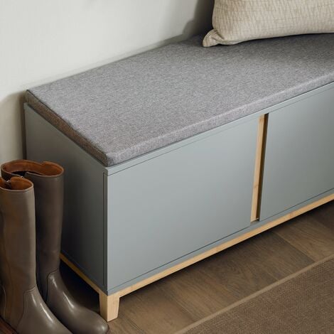 SoBuy Panca Scarpiera Ingresso Con Seduta, Cassapanca Contenitore Con 2 Ante, 90x34x46cm FSR117-HG