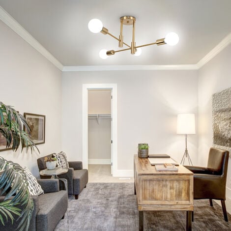 Plafoniera in Metallo E27 Lampada da Soffitto Industriale 4 Prese Edison Lampadario a Sospensione Moderna Illuminazione Interna per Soggiorno Camera da Letto Cafe Rame
