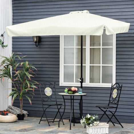 Outsunny Ombrellone Semicircolare da Terrazza con Apertura a Manovella