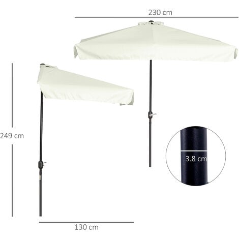 Outsunny Ombrellone Semicircolare da Terrazza con Apertura a Manovella