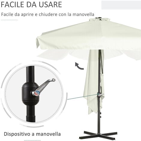 Outsunny Ombrellone Semicircolare da Terrazza con Apertura a Manovella