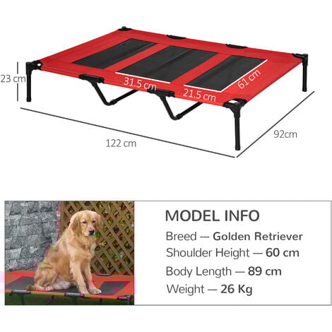 PawHut Brandina per Cani Rialzata Rossa con Borsa da Trasporto