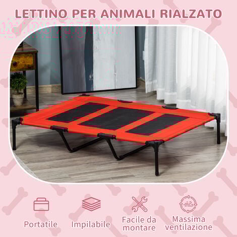 PawHut Brandina per Cani Rialzata Rossa con Borsa da Trasporto