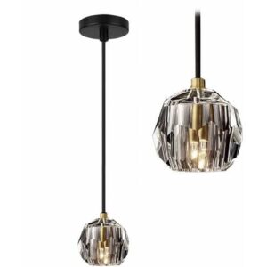 LAMPADA A SOSPENSIONE APP586-1CP CRISTALLO NERO 1-PUNTI LUCE G9 8X8X7-100CM REGOLABILE