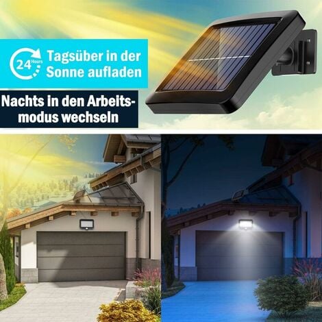 Lampada solare da esterno con sensore di movimento a 56 LED, Lampada solare da giardino impermeabile IP65 a 120° con cavo da 5 m Fontainebleau