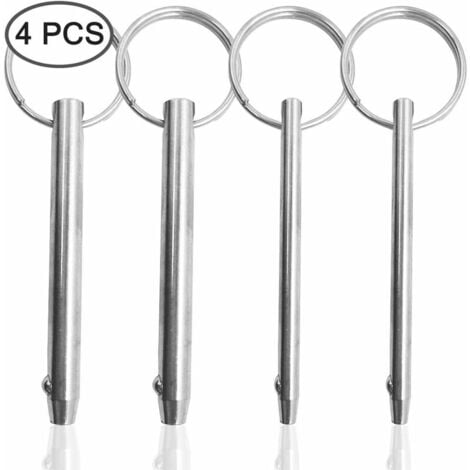 Set di 4 perni a sgancio rapido, diametro 8mm e 6,3mm, lunghezza totale 76mm, realizzati interamente in acciaio inox 316