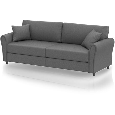Divano 3 Posti con Rivestimento Tessuto Grigio Chiaro Premium Sofa 212x75x87 cm