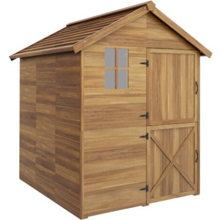 Outsunny Casetta Porta Attrezzi in Legno 1.8x2m con Porta Doppia e Base Inclusa