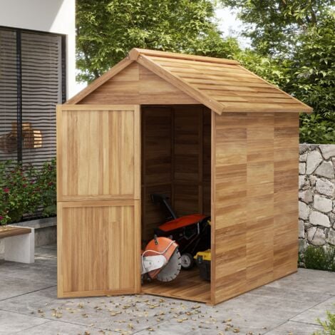 Outsunny Casetta Porta Attrezzi in Legno 1.8x2m con Porta Doppia e Base Inclusa