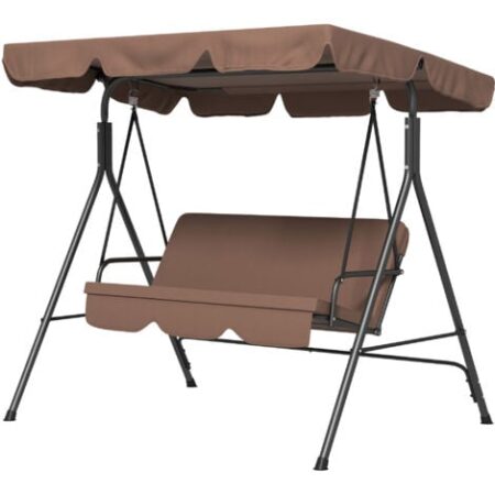 Outsunny Dondolo da Esterno con Tettuccio e Cuscini 172x110x153 cm Marrone