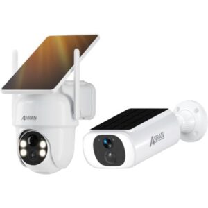 ANRAN Telecamera/Videocamere di sorveglianza esterni360 ° pan tilt solare senza fili all’aperto wifi  di  monitoraggio Q04 + fissa solare senza fili telecamera di monitoraggio C3