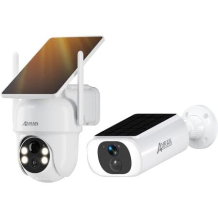 ANRAN Telecamera/Videocamere di sorveglianza esterni360 ° pan tilt solare senza fili all'aperto wifi  di  monitoraggio Q04 + fissa solare senza fili telecamera di monitoraggio C3