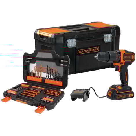 Trapano a percussione a batteria - 18 V - 1,5 Ah - 2 velocità - 104 accessori - Fornito in cassetta portautensili (BDCHD18S1KA-QW)