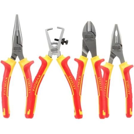 Set di 4 pinze - isolate 1000V - universali - taglierina diagonale - naso dritto lungo - spelafili - STANLEY, 4-84-489
