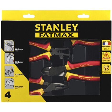 Set di 4 pinze - isolate 1000V - universali - taglierina diagonale - naso dritto lungo - spelafili - STANLEY, 4-84-489