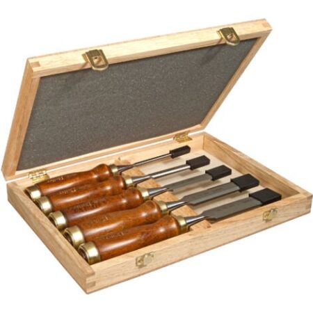 Set di 5 scalpelli - Manico in legno laccato - Lama in acciaio cromato - STANLEY, 2-16-217