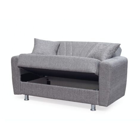 Divano 2 posti con contenitore e funzione letto Poem tortora 149x78x78H