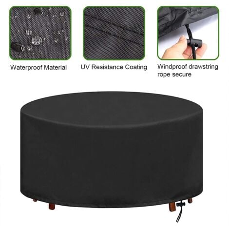 Copertura da giardino rotonda Protezione impermeabile Antivento Anti-UV Resistente allo strappo Copertura per tavolo Oxford 210D, 230x100 cm