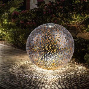 Lanterna solare da giardino luce solare LED con presa IP44, terra appuntita, struttura in metallo oro antico argento grigio, 1x LED 3000K, PxH 27×38 cm