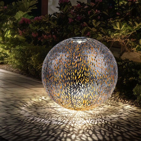 Lanterna solare da giardino luce solare LED con presa IP44, terra appuntita, struttura in metallo oro antico argento grigio, 1x LED 3000K, PxH 27x38 cm