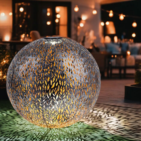 Lanterna solare da giardino luce solare LED con presa IP44, terra appuntita, struttura in metallo oro antico argento grigio, 1x LED 3000K, PxH 27x38 cm