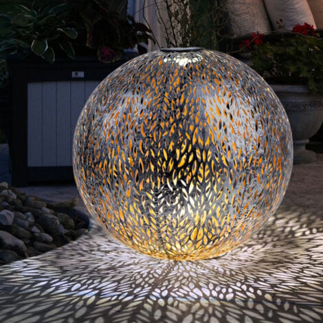 Lanterna solare da giardino luce solare LED con presa IP44, terra appuntita, struttura in metallo oro antico argento grigio, 1x LED 3000K, PxH 27x38 cm
