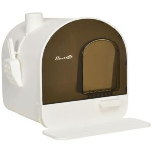 LETTIERA PER GATTI CHIUSA CON FILTRI, PALETTA E VASSOIO REMOVIBILE, STRUTTURA IN PP, 43X44X47 CM, BIANCA E NERA