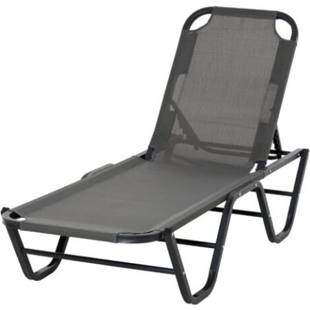 Outsunny Sdraio da Giardino in Alluminio Reclinabile a 5 Livelli Color Grigio