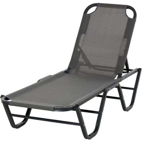Outsunny Sdraio da Giardino in Alluminio Reclinabile a 5 Livelli Color Grigio