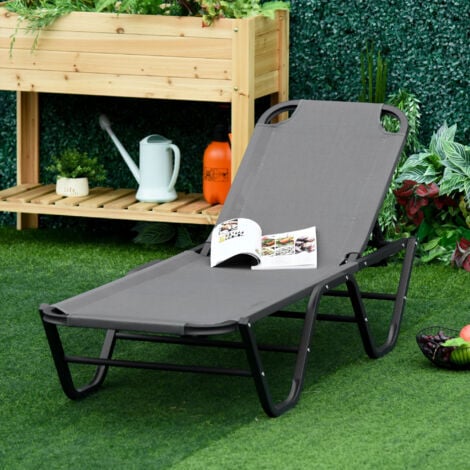 Outsunny Sdraio da Giardino in Alluminio Reclinabile a 5 Livelli Color Grigio