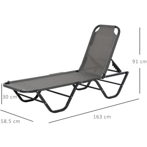 Outsunny Sdraio da Giardino in Alluminio Reclinabile a 5 Livelli Color Grigio