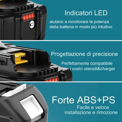 Sostituzione per Makita Batteria 18V BL1860 B BL1850B BL1840B BL1840 BL1845 1942 205-3 1943 309-1 LXT-400 con display LED