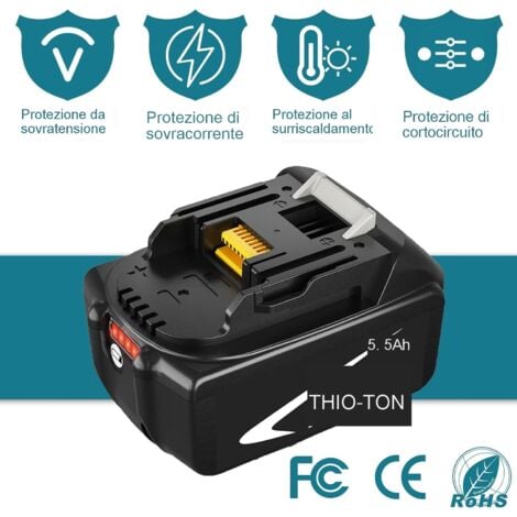 Sostituzione per Makita Batteria 18V BL1860 B BL1850B BL1840B BL1840 BL1845 1942 205-3 1943 309-1 LXT-400 con display LED