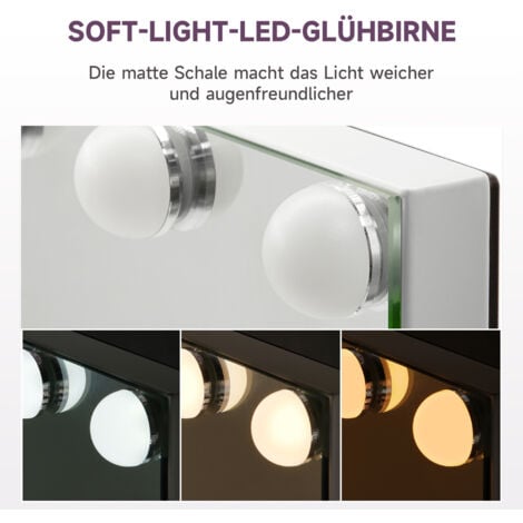 SONNI Specchio Trucco con luci Specchio con on Funzione di Memoria Della Temperatura Del Colore e Luminosità e Luci LED Più Fioche 58x45.5x12 cm