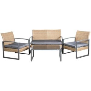 set da giardino eurogarden “iris” miele 4 sedute e tavolino